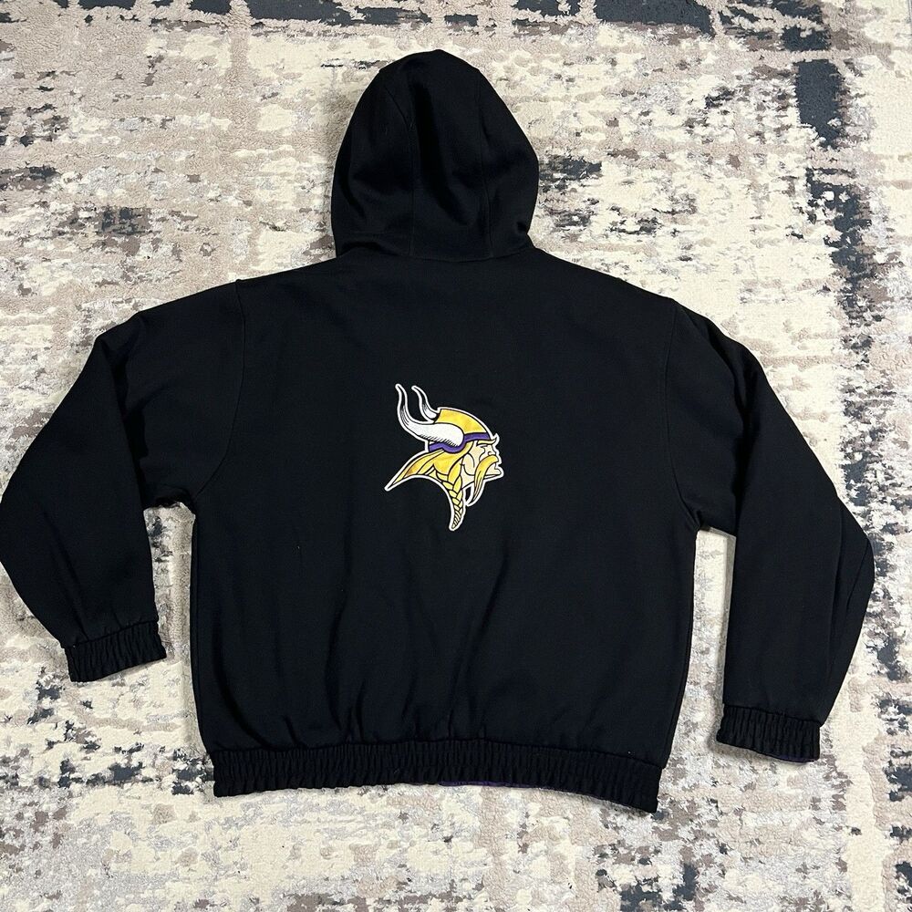 Vtg Reebok Minnesota Vikings Reversible Bomber Jacket Size L NFL Football SKOL